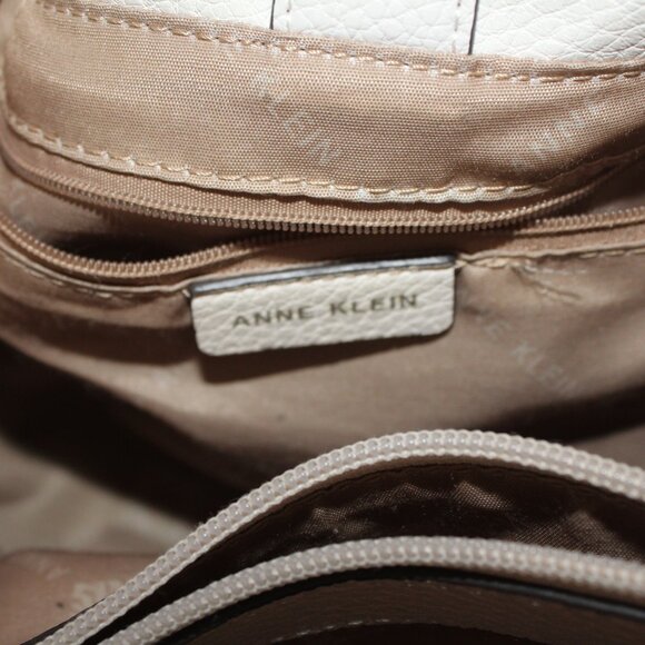 Cream & Silver Anne Klein Classic A Hinge Tote PVC shell inner zip close‎ *PU - Picture 3 of 5